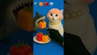 Cat and Shark eating fruits today. Which fruits looks the tastiest? Comment below! 👇✨  #aicat