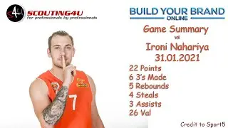 Golan Gutt Game Summary vs Ironi Nahariya 31/01/2021