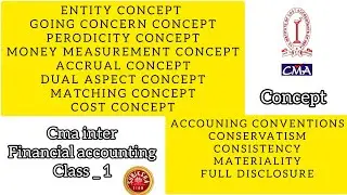 new cma inter class1 financial account concept |entity, going concern, dual, money measure, accrual