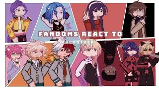 FANDOMS REACT TO EACHOTHER|GACHA REACTS|PUT IN 2X SPEED|mlb, mha spiderverse, kpop demon hunters