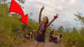Drunk girl squatting to pee at TCR Trucks Gone Wild 2015.