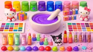 ASMR DIY слайм видео 🌈 Радужный мечтательный слайм с косметикой, тенями, уходом, игрушки и блёстками