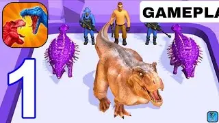 Dinosaurs Battle - Merge 3D - Gameplay Walkthrough Part 1 Tutorial Levels 16-25 (iOS,Android)
