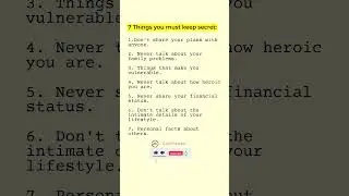 7 Things you should keep secret #dailyquotes #goalmastery #secret