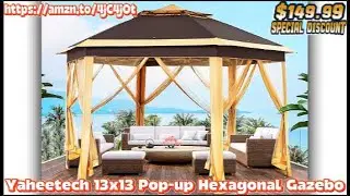 Review Yaheetech 13x13 Pop-up Hexagonal Gazebo