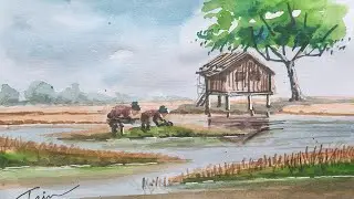 Field working /Landscape Painting /water colour/demo/ jain N Paravur 