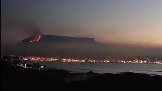 Fire on table mountain from Milnerton live webcam