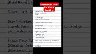 Reservation letter for a hotel booking #application #letter