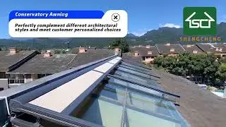Motorized Sun Protection Retractable Conservatory Awning Above Glass Awning Glass Roof Blinds