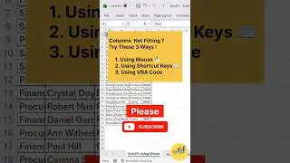 3 Easy Way Column AutoFit Tricks #shortsfeed #ytshorts #newyoutuber #excel #exceltips #odisha#tricks