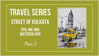 Streets of Kolkata Drawing Tutorial | Kolkata Taxi & Clock Tower Sketch for Kids (part 2)🚖🌿