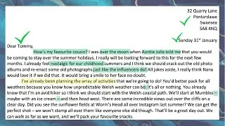 WJEC GCSE English Language - Unit 3 Informal Letter Writing