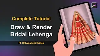 Best Tutorial on Sabyasachi style Indian Bridal Lehenga Illustration | Procreate | By Sanyam Jain
