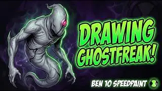 Drawing Ghostfreak from Ben 10! 👻 Scary Alien Art Speedpaint