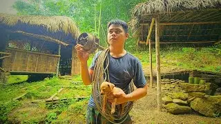 guy soldier, rescue trapped dog, find bamboo shoots to sell, buy electric machine, build new life