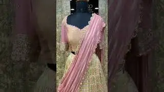 Stunning Georgette Bandini Lehenga paired with a contrast dusty pink embroidered dupatta and blouse!