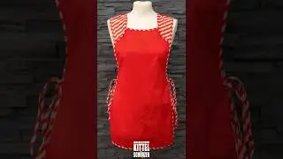 Kittel Nr. S1502 - DDR Dederon&uuml;berwurfsch&uuml;rze mit seitlichen B&auml;ndern I ROT I in Gr. m164 #shorts