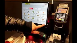 REWE Germany Scan&Go self checkout system, scan and pay for items without a cashier