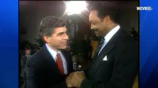 The Rev. Jesse Jackson rallies for Governor Michael Dukakis in 1988 elections