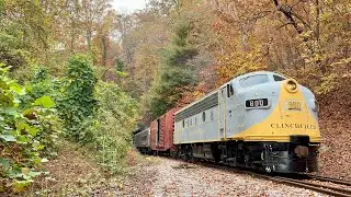 Chasing Clinchfield F7A 800 w/ Wide Font K5LA on Lhoist Employee Special on 10/28/23