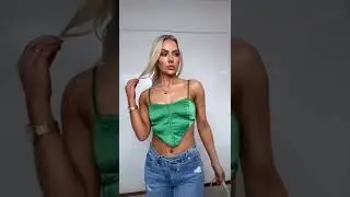 Spring outfit inspiration - Oh polly denim jeans with green corset top #shorts #springoutfitideas
