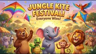 Jungle Kite Festival 🪁 | Cute Animals Flying Kites | Kids Story