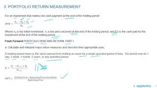 calculate and interpret a holding period return (total return);