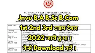 Jnvu B.A B.Sc B.Com 1st 2nd 3rd Year Exam Time Table 2022 जारी हुआ Jnvu UG All Parts TimeTable dekhe