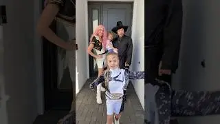 Trying on our family Halloween costume!!
