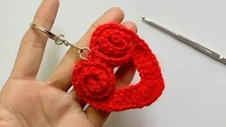 crochet heart keychain, how to make crochet heart ❤️/@beautyofcrochet4345
