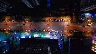 Bustling urban night scene 4K aerial photography, Drone Footage