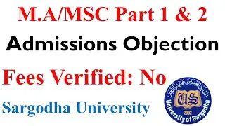MA MSc Part 1 & 2 Annual 2022 Exams Admission Verified Fees No Verified Sargodha University UOS