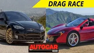 Tesla Model S P85D VS McLaren 650S Spider | Autocar - Drag Race