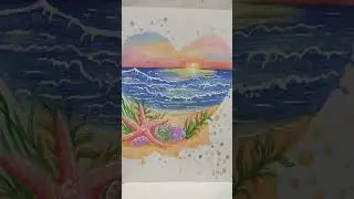 Sea. Favorite. Graphics. Sketch.#sea #sketch #coloredpencils #graphics #sky #waves #beach #sunset