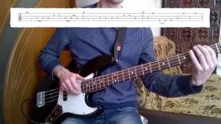 How to play bass line /Mezzoforte - E.G.Blues/ + tabs. Basic parts.