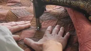 Free Motion Treadle Quilting.   Singer 15
