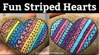 Beginner Stone Painting Design!! Painted Hearts Step-by-Step with Posca Paint Pens