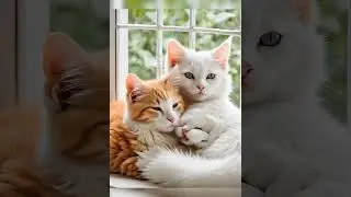 Cute Cat Couple Cuddling Near the Window 🐾 | Relaxing Cozy Moments#CuteCats #CatLovers #CuddlyCats