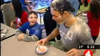Paul Gaustad shows his skills in the kitchen