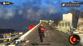 Motor Storm Apocalypse Multiplayer Demo Motorcycle gameplay The Mile High Club SKYLINE Race