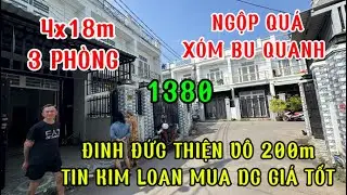 Nhà 1 trệt 1 lầu 4x18m 3 phòng .1380tr sổ Hồng riêng lộ lớn Đinh Đức thiện vào 200mgần bình Chánh 