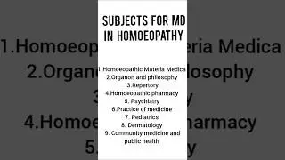 Subjects for MD in homoeopathy|  MD Homoeopathic courses!!