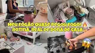⚠️MEU FOGÃO QUASE PEGOU FOGO!🔥| ROTINA REAL DE DONA DE CASA | VLOG DO DIA LIMPEI A CASA TODA.