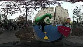 Inflating Sinclair Oil's Dino(saur) at the 2019 Macy's Thanksgiving Day Parade