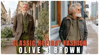 Classic Holiday Fashion: Winter Outfits for Older Men in Olive & Brown - men's fashion