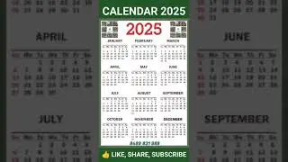 // Calendar 2025 // New Year 2025 // New Year Date // New Calendar 2025