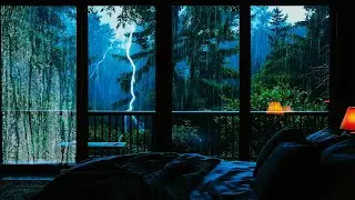 Fall Asleep in Minutes – Insomnia Relief with Heavy Rain & Thunderstorm on Window - Rain Sounds #008