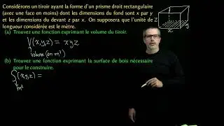 Problème simple de modélisation à l'aide des fonctions de plusieurs variables