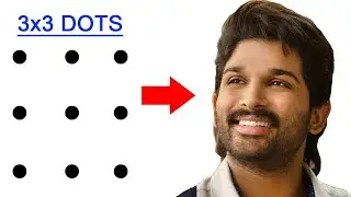 Allu Arjun face outline drawing from 3x3 dots easy - How to draw allu arjun drawing step by step