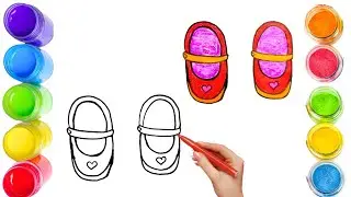 How To Draw A Cute Shoes Drawing, Painting & Coloring For Kids and Toddlers_ Child Art 🐋🌈🎨